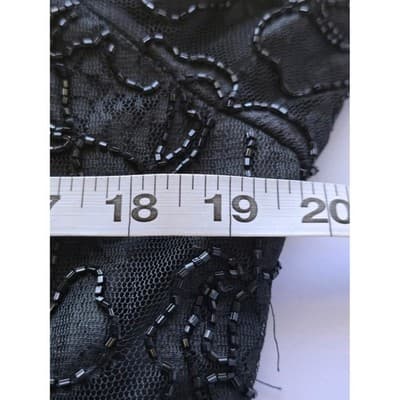 Stenay Black Beaded Floral Cocktail Dress Size 12 Short Sleeve Evening Gown - Thumbnail 10