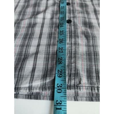 Authentic Dickies Mens Plaid Button Up Short Sleeve Shirt Cotton Gray Size XL - Thumbnail 10