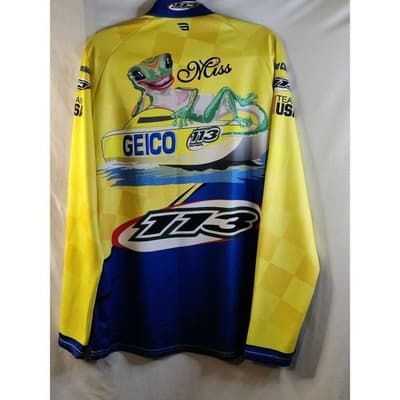 Game Gear Long Sleeve Jersey T-Shirt USA Team Frog Print Yellow/Blue Size LG - Thumbnail 3
