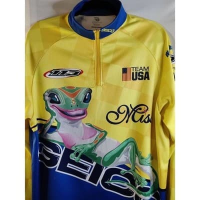 Game Gear Long Sleeve Jersey T-Shirt USA Team Frog Print Yellow/Blue Size LG - Thumbnail 2
