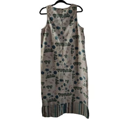 Erika Collection Womens Dress Linen Blend Shift Long Floral Pocket Size Small - Thumbnail 3