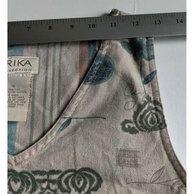 Erika Collection Womens Dress Linen Blend Shift Long Floral Pocket Size Small - Thumbnail 6