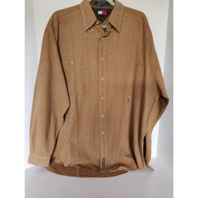 Vtg. Men Tommy Hilfiger Button Down Shirt Large Long Sleeve Plaid Brown Red - Thumbnail 9