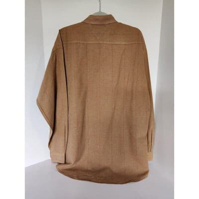 Vtg. Men Tommy Hilfiger Button Down Shirt Large Long Sleeve Plaid Brown Red - Thumbnail 4