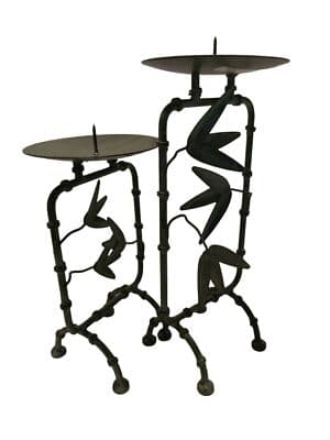 Cast In Metal to Resemble the Ancient Bamboo Plant Candle Holder - Image 1