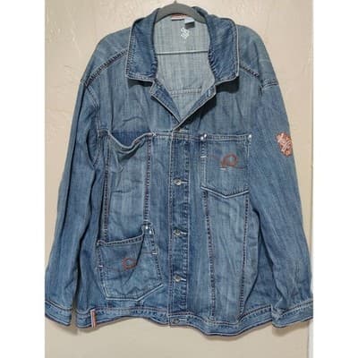 Womens 2XL DENIM Jacket dark blue cotton Roca Wear Chest 58" Length 25" - Image 1