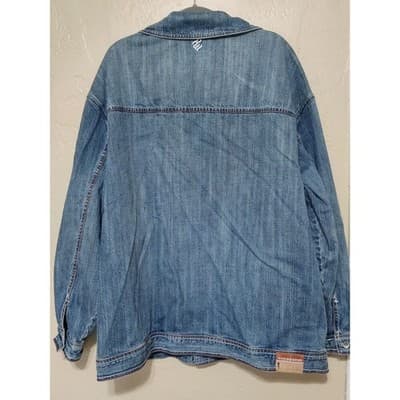 Womens 2XL DENIM Jacket dark blue cotton Roca Wear Chest 58" Length 25" - Thumbnail 4