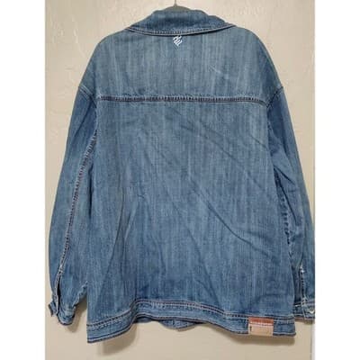 Womens 2XL DENIM Jacket dark blue cotton Roca Wear Chest 58" Length 25" - Thumbnail 2