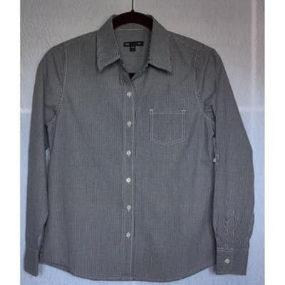 Gap Women's Classic Fitted Blue & White Checked Button Down Shirt Sz S - Thumbnail 8