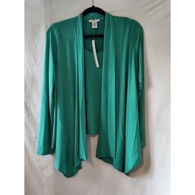 Gabriella Rossi Teal Green Waterfall Cardigan Tank Top Set Size S - Image 1