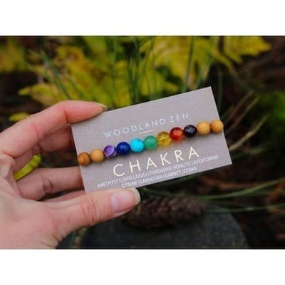 LARGE Woodland Zen Chakra Bracelet Amethyst Lapis Lazuli Turquoise Aventurine - Thumbnail 9