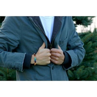 LARGE Woodland Zen Chakra Bracelet Amethyst Lapis Lazuli Turquoise Aventurine - Thumbnail 4