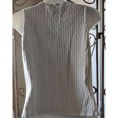 GEOFFREY BEENE SPORT Womens Sleeveless Sweater Knit Top M Beige Silk Blend - Thumbnail 5