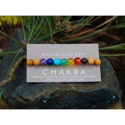 LARGE Woodland Zen Chakra Bracelet Amethyst Lapis Lazuli Turquoise Aventurine - Thumbnail 8