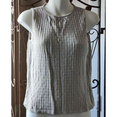 GEOFFREY BEENE SPORT Womens Sleeveless Sweater Knit Top M Beige Silk Blend - Thumbnail 2