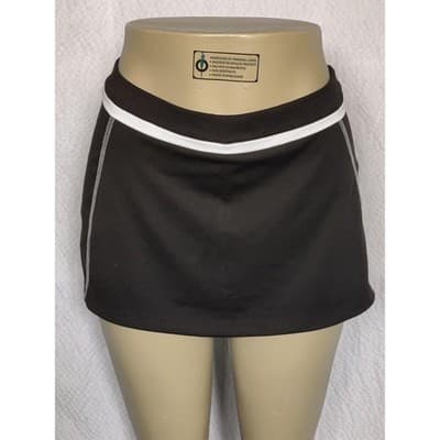 Black Athletic Tennis Skort with White Contrast Trim and Built-in Shorts - Image 1
