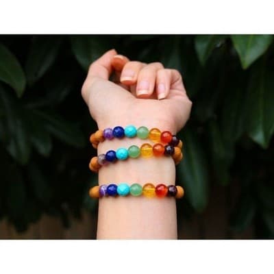 LARGE Woodland Zen Chakra Bracelet Amethyst Lapis Lazuli Turquoise Aventurine - Thumbnail 3