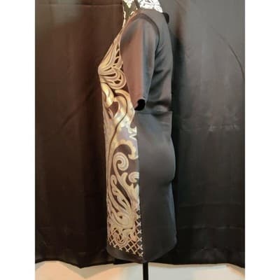 Mezzanine Black Gold Blue Geometric Print Sheath Dress Size M - Thumbnail 12