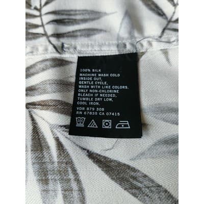 VTG. Nautica Hawaiian Leaf Button Front Shirt Short Sleeve Silk White Size XXL - Thumbnail 5