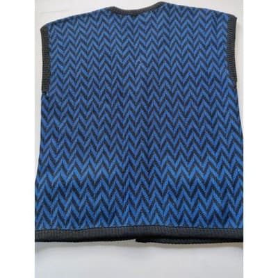 Vintage Pendleton Wool Sweater Vest Womens Size L Blue Black Chevron Pockets - Thumbnail 8