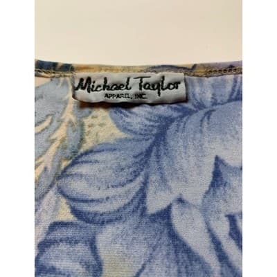 Michael Taylor Apparel Floral Wrap Dress Long Sleeve V Neck Midi - Thumbnail 6