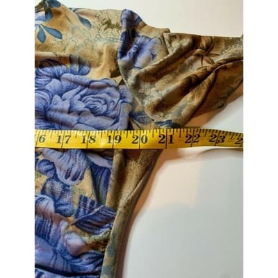 Michael Taylor Apparel Floral Wrap Dress Long Sleeve V Neck Midi - Thumbnail 9