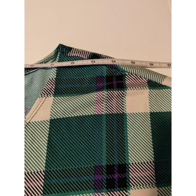 Diana Belle Womens Teal Plaid Rhinestone Accent Short Sleeve Blouse Top Large - Thumbnail 6