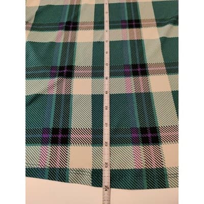 Diana Belle Womens Teal Plaid Rhinestone Accent Short Sleeve Blouse Top Large - Thumbnail 8