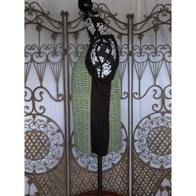 Worthington Women's Sleeveless Top L Green Black White Geometric Crew Stretch - Thumbnail 5