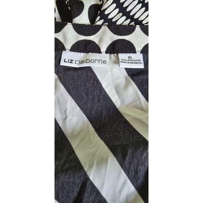 Liz Claiborne Womens Size XL Polyester White Black Geometric Design - Thumbnail 6