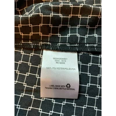 Jaclyn Smith Collection Black White Geometric Long Sleeve V Neck Blouse Plus XXL - Thumbnail 4