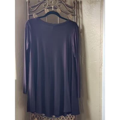 NWT Free to Live Long Sleeve Mini Smock Black Dress M - Thumbnail 11