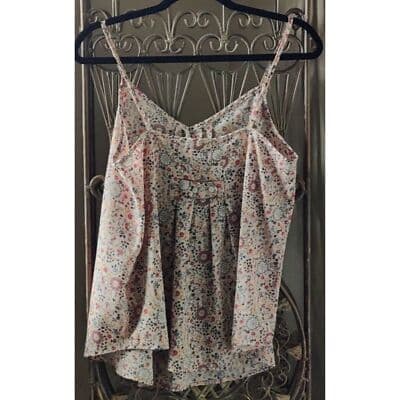 Women Nine Bird Sexy Floral Print Tops V-Neck Fresh Chiffon Sleeveless Camisole - Thumbnail 3