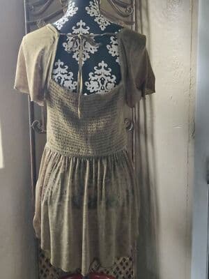 VTG. Rewash Juniors Large Boho Green Smocked Flutter Sleeve High Low Burnout Top - Thumbnail 5