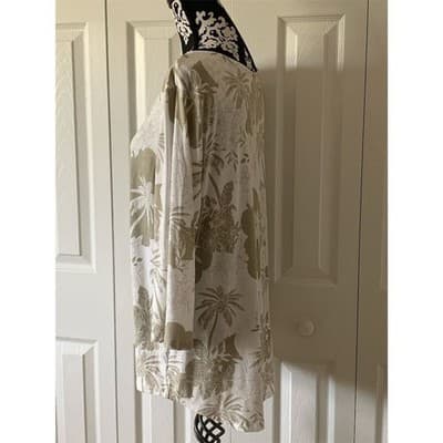 Palm Grove Women's 1X Beige Floral 3/4 Sleeve Scoop Neck Blouse Casual - Thumbnail 5