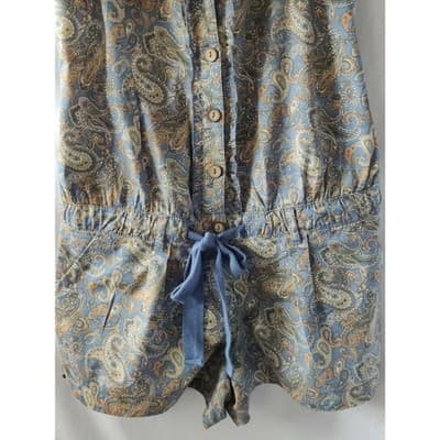 Rewind Ruffle Paisley Romper Jumpsuits Front Pockets Drawstring Waist Size Small - Thumbnail 3