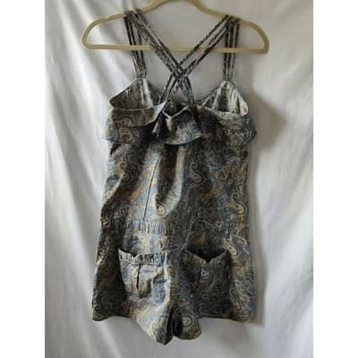 Rewind Ruffle Paisley Romper Jumpsuits Front Pockets Drawstring Waist Size Small - Thumbnail 5