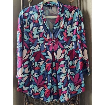 Women Cable & Gauge Multi Color Blouse Med. - Thumbnail 9