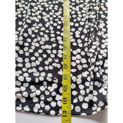 Ellos Black White Circle Dot Print Smooth Slinky Knit Trapeze Dress - Thumbnail 11