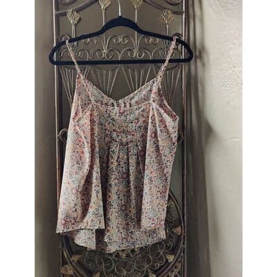 Women Nine Bird Sexy Floral Print Tops V-Neck Fresh Chiffon Sleeveless Camisole - Thumbnail 9