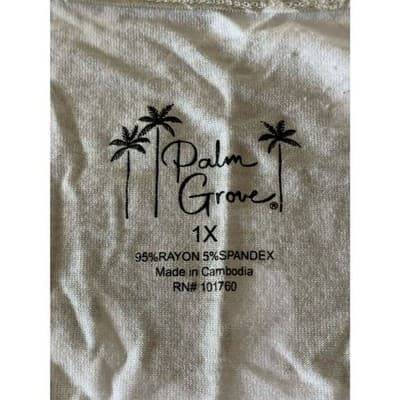 Palm Grove Women's 1X Beige Floral 3/4 Sleeve Scoop Neck Blouse Casual - Thumbnail 6