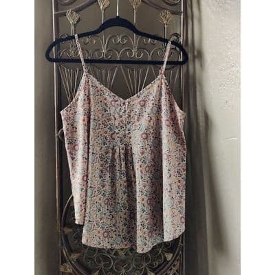 Women Nine Bird Sexy Floral Print Tops V-Neck Fresh Chiffon Sleeveless Camisole - Thumbnail 2