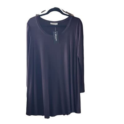 NWT Free to Live Long Sleeve Mini Smock Black Dress M - Thumbnail 3