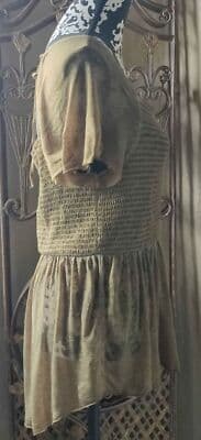 VTG. Rewash Juniors Large Boho Green Smocked Flutter Sleeve High Low Burnout Top - Thumbnail 3