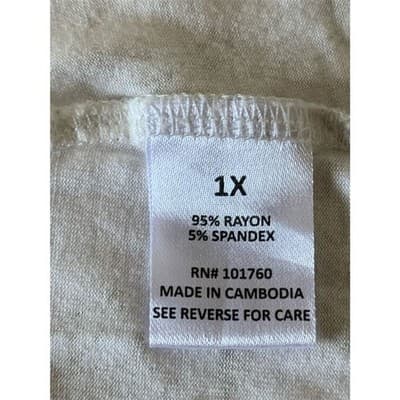 Palm Grove Women's 1X Beige Floral 3/4 Sleeve Scoop Neck Blouse Casual - Thumbnail 7