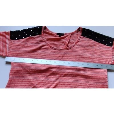 Material Girl Womens Top Sz L Orange & White Striped Stretch Open Back Long Slee - Thumbnail 8