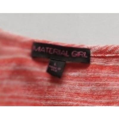 Material Girl Womens Top Sz L Orange & White Striped Stretch Open Back Long Slee - Thumbnail 4