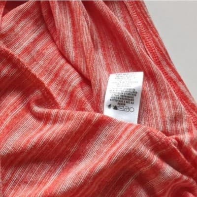 Material Girl Womens Top Sz L Orange & White Striped Stretch Open Back Long Slee - Thumbnail 5