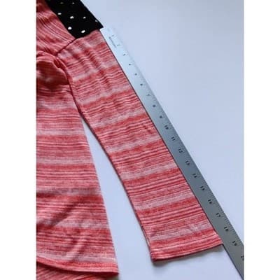 Material Girl Womens Top Sz L Orange & White Striped Stretch Open Back Long Slee - Thumbnail 9