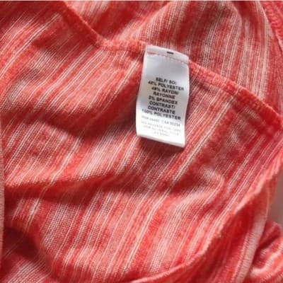 Material Girl Womens Top Sz L Orange & White Striped Stretch Open Back Long Slee - Thumbnail 6